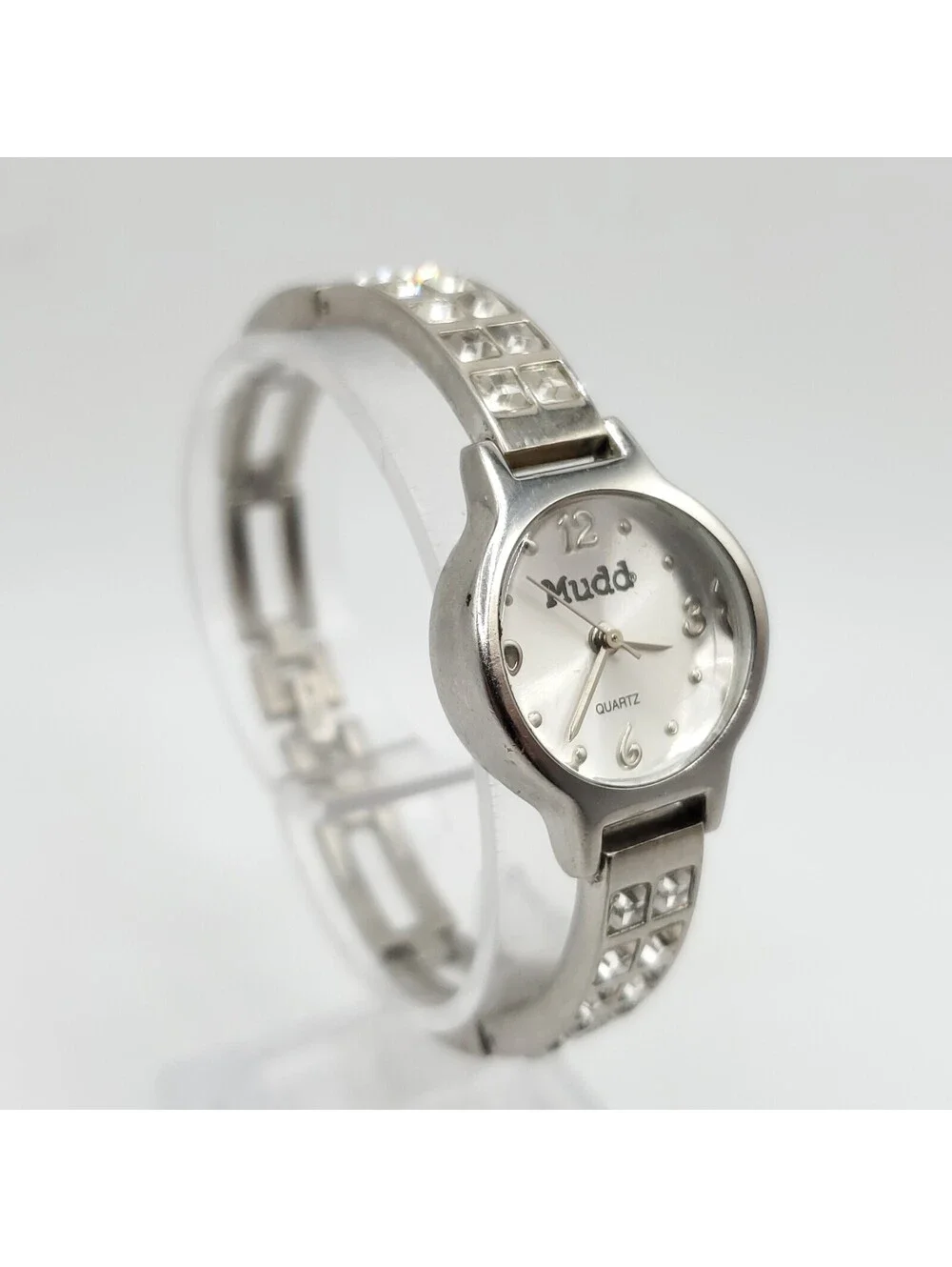 Mudd Quartz Womens Watch  22mm Silver Tone New Battery